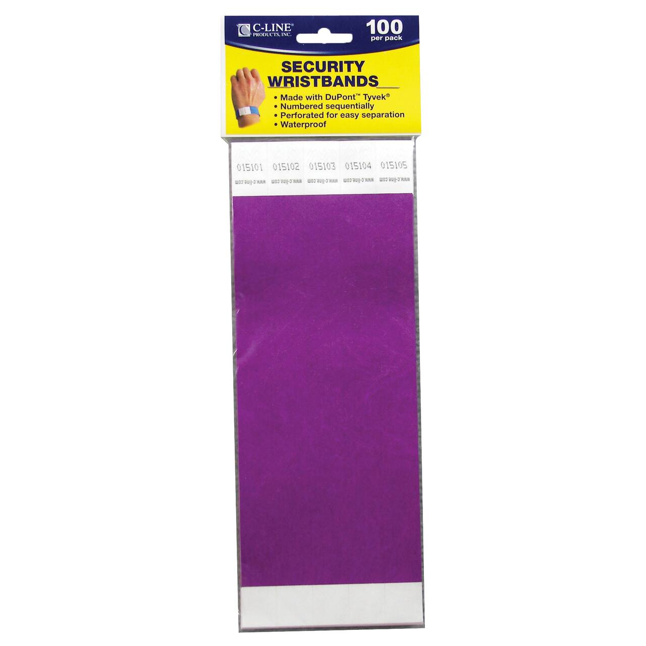 C-Line® DuPont™ Tyvek® Security Wristbands, Pack of 100